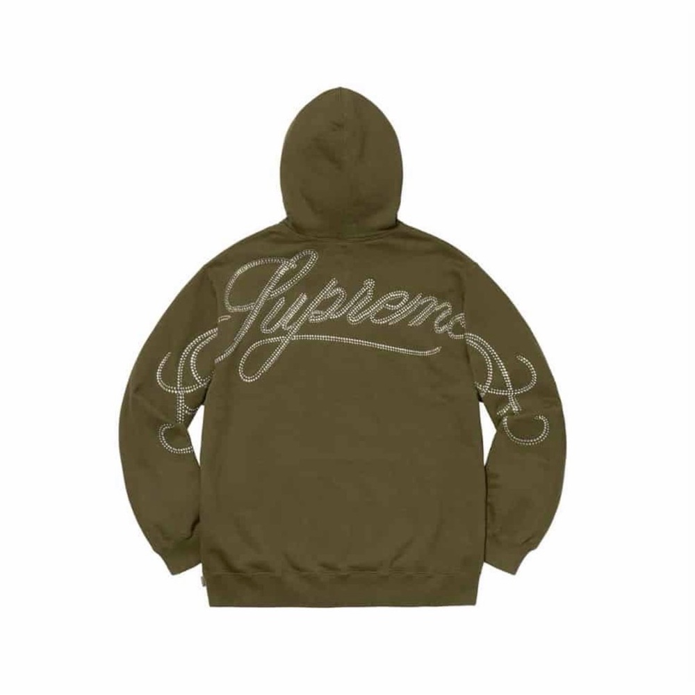 Supreme Olive Script Logo Hooded Sweatshirt